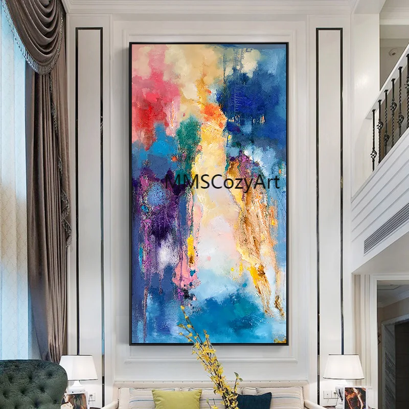 

Hand-painted abstract Hand drawn abstract painting Living room paintings Villa paintings Murals Hand painted abstract