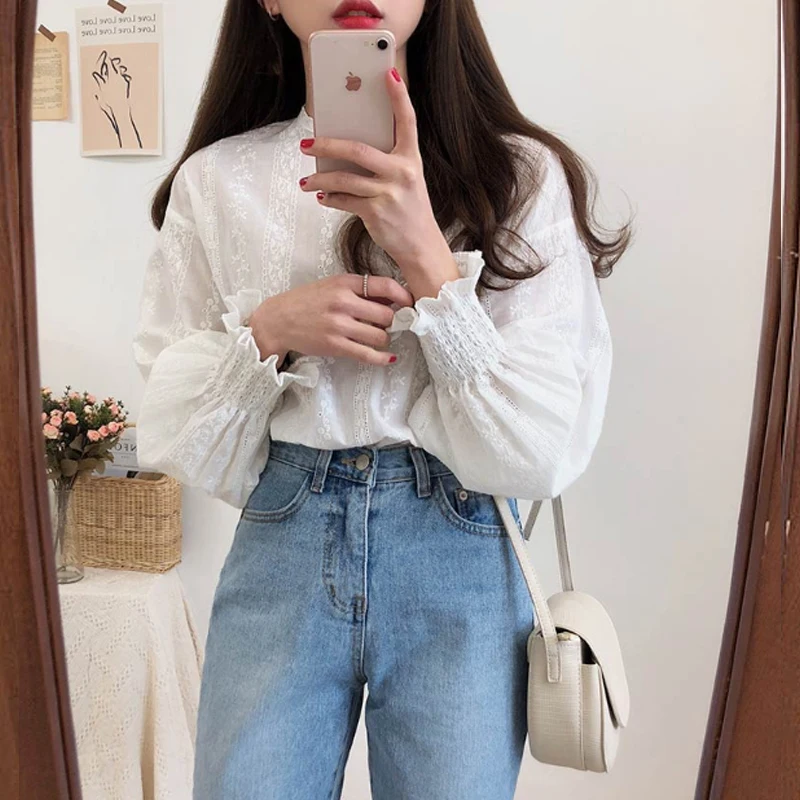 Новинка 2018 весеннее Сверкающее с рукавами одежда модные женские топы рубашки