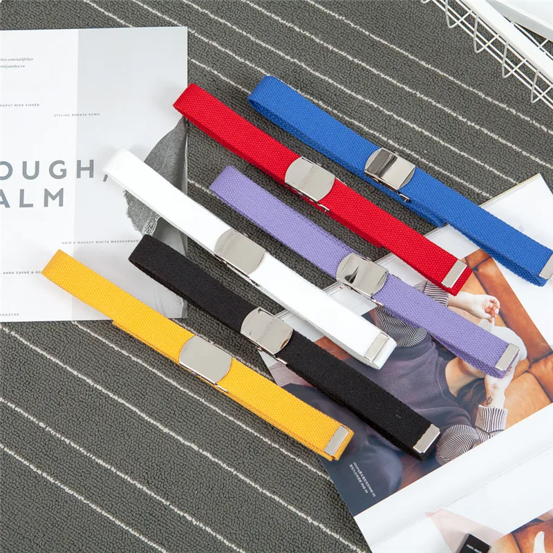 Ремень брезентовый нейлоновый женский однотонный квадратный Гладкий пояс с