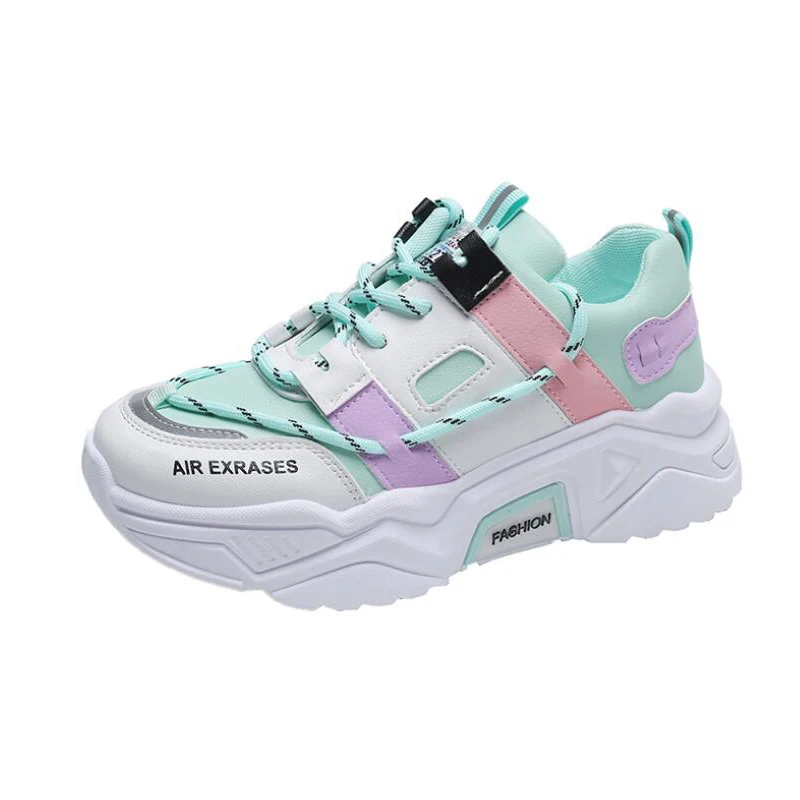 

2021 Casual Women Sneakers White Sport Shoes Spring Lightweight Breathable Leisure Platform Shoes Comfortable Female Sneakers