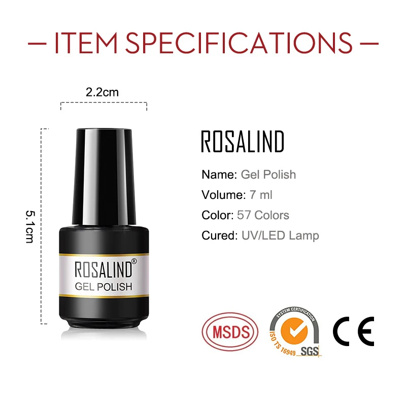Гибридный гель ROSALIND для дизайна ногтей полуперманентный светодиодный Гель-лак