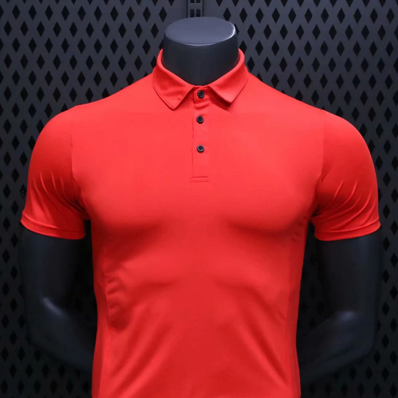 2021 New Brand Men's T-Shirt Top Lapel Short-Sleeved Shirt Fashion Men's Hot Fitness T-Shirt Sports Top Golf Shirt