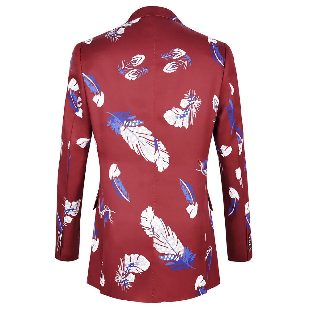 Мужской костюм Luogen с принтом куртка блейзер для выпускного вечера повседневный