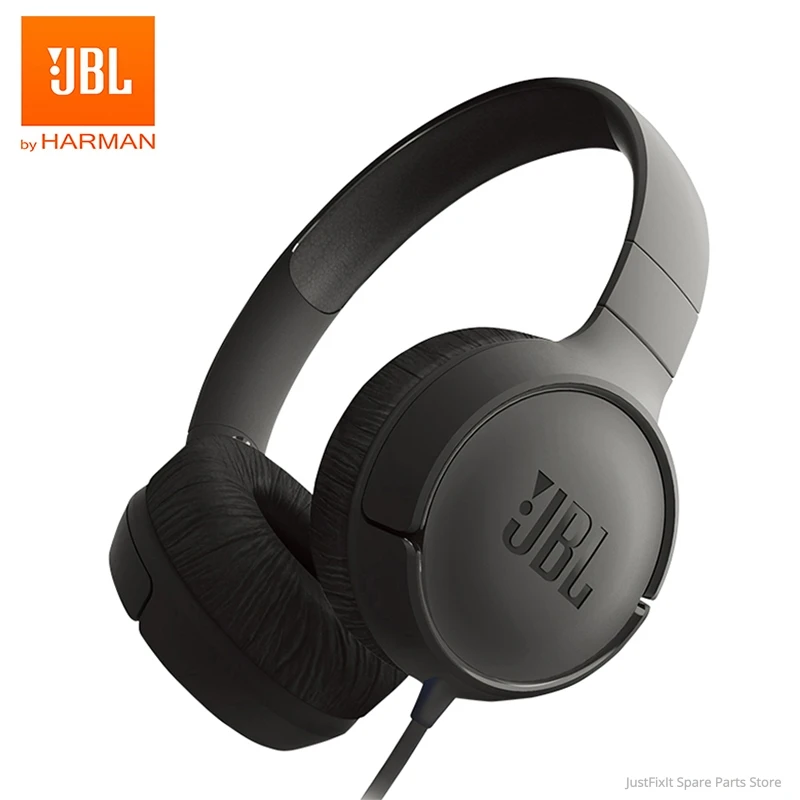 

Проводные наушники JBL T500 с чистым басом, Спортивная игровая гарнитура, складные наушники с 1-кнопочным пультом дистанционного управления, по...