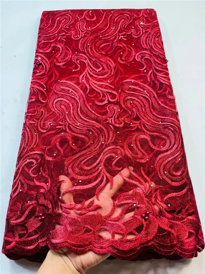 

Высококачественная вышивка, французская Тюлевая кружевная ткань, 5 ярдов, стандартная нигерийская кружевная ткань для свадебного платья