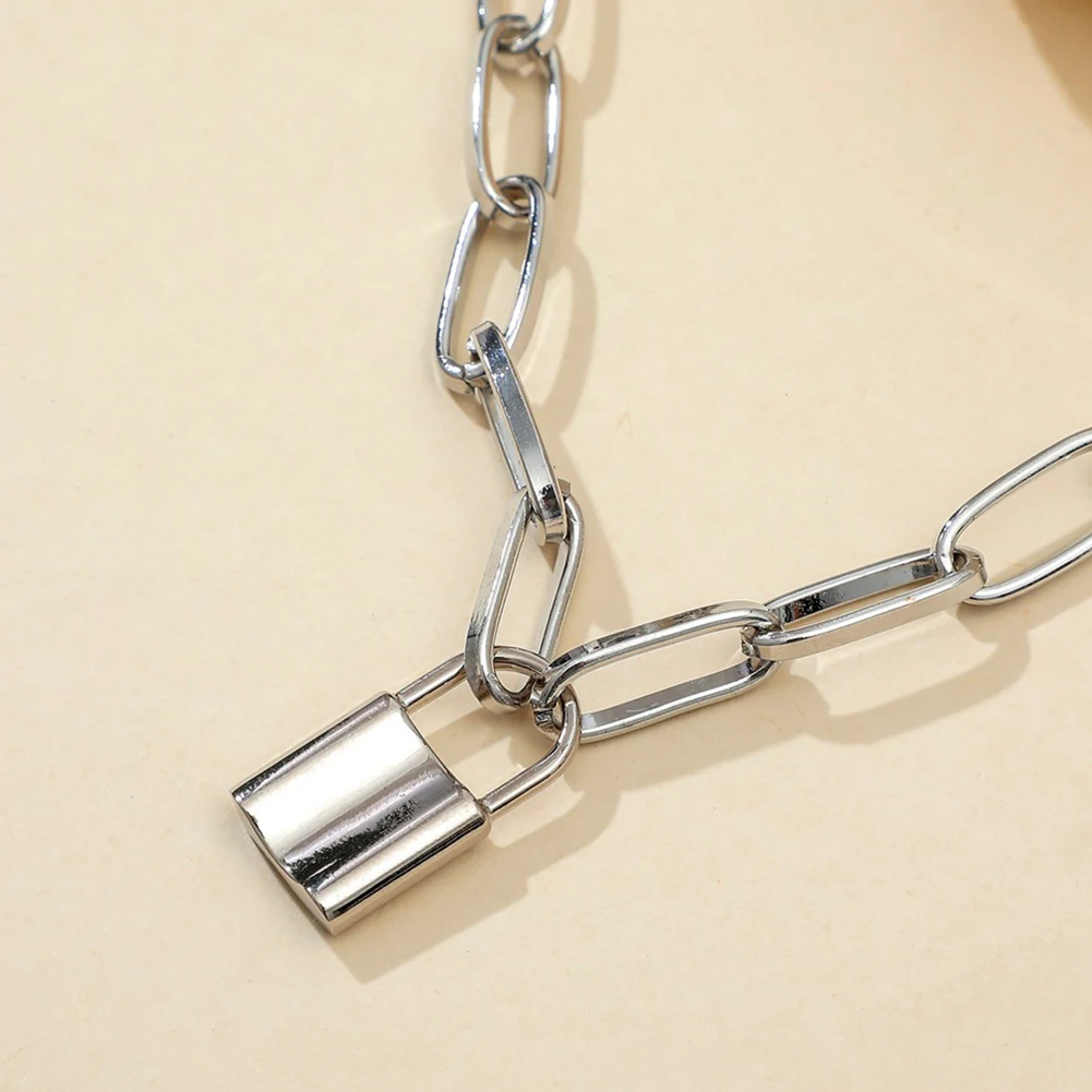 

Simple Love Lock Pendant Alloy Chain Unisex Necklace Party Jewelry Couple Gift