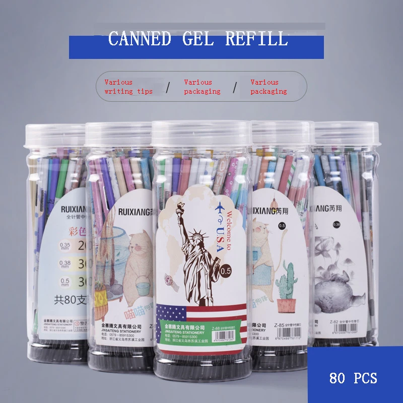 80 шт/партия консервы нейтральный чернил нейтральные со сменным стержнем гелевая