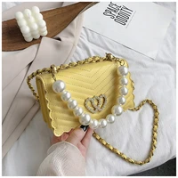 2021 fashion pearl handle messenger bag women pu leather elegant love heart small square shoulder crossbody handbag for women