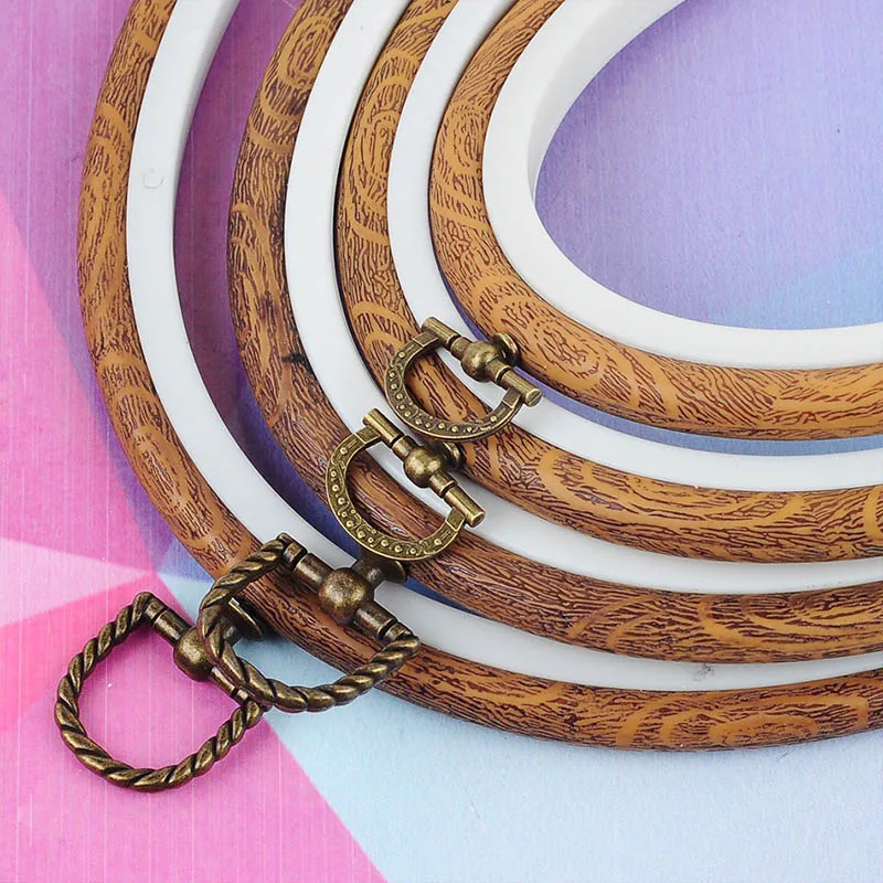 

Round Oval Octagon Rectangle Embroidery Hoop Hand Sewing Accessories Plastic Wood Grain DIY Needlecraft Embroidered Stretch Tool