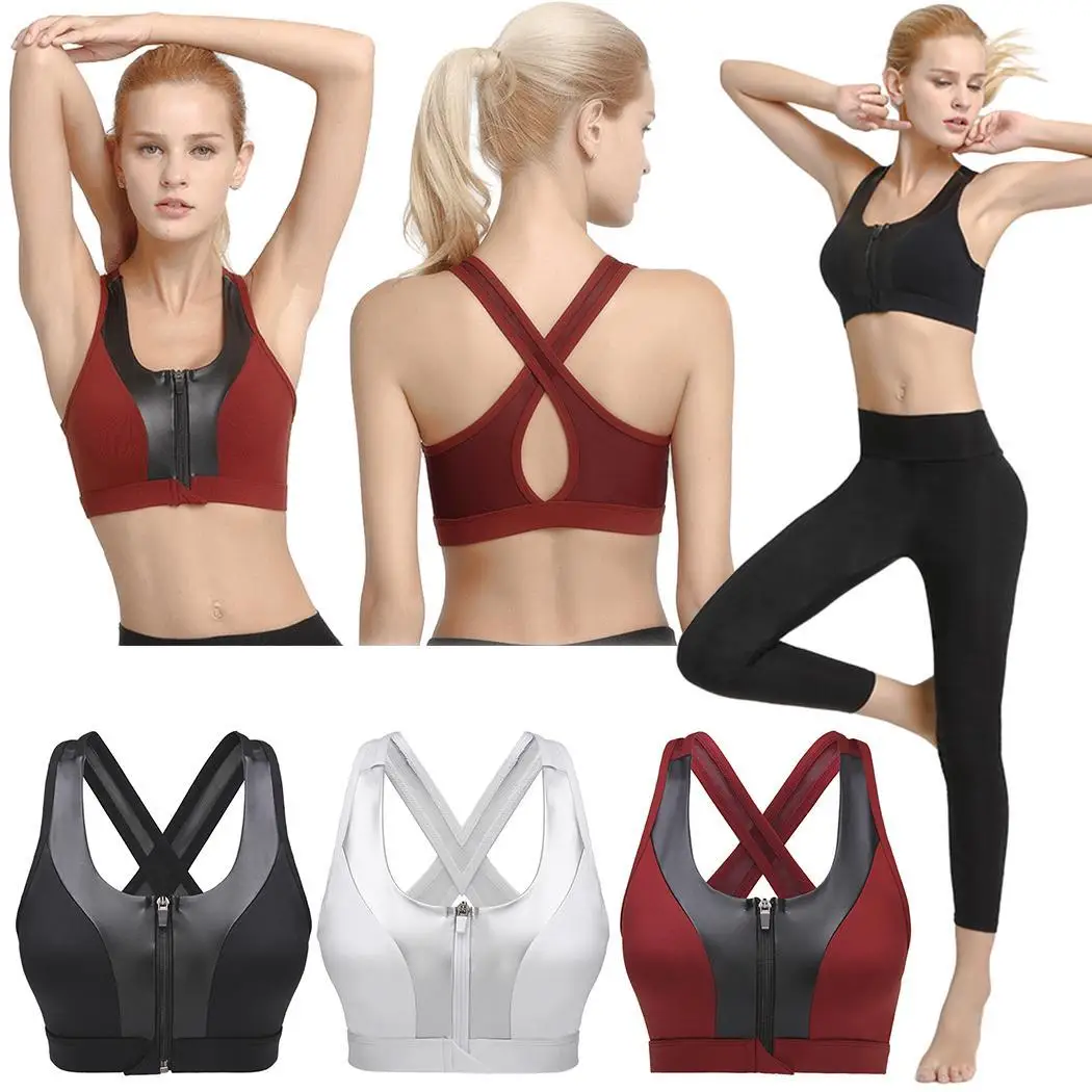 Женский ударопрочный спортивный Спортивный бюстгальтер без рукавов с круглым