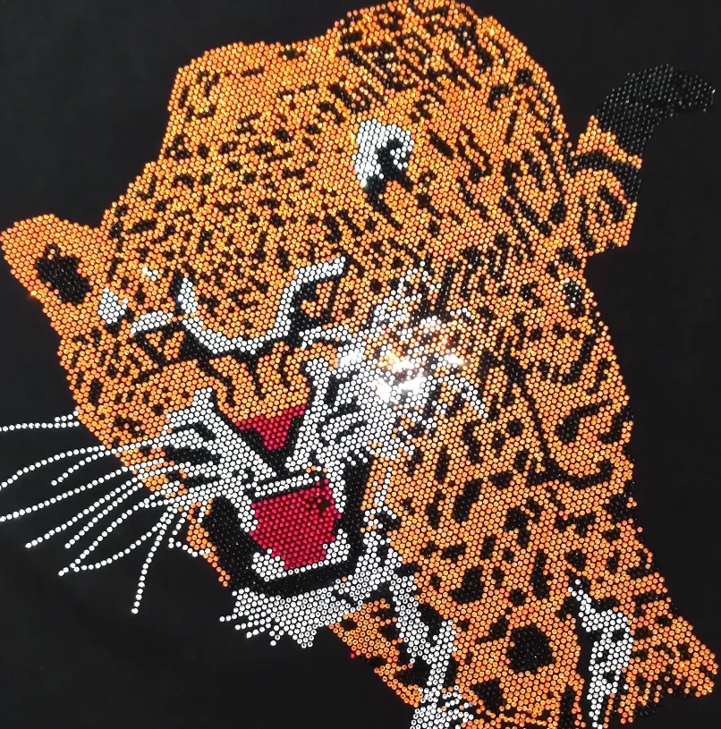 

Youth Hip-Hop Super Big Tiger Hot Diamond Shiny Luminous Pullover Men's Loose Padded Sweatshirt Brand Hoodie