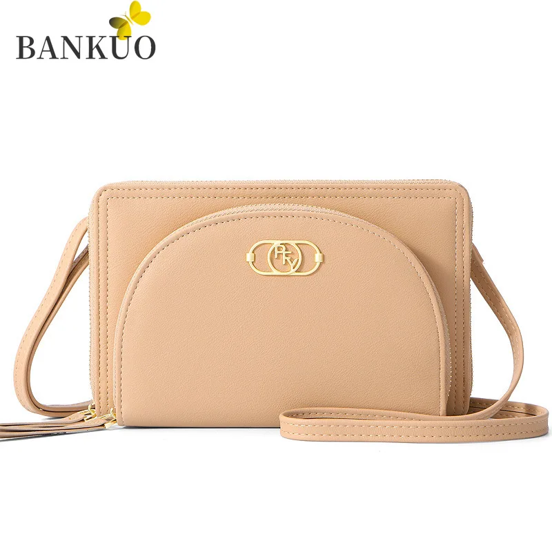 

BANKUO New Women Wallet Leather Multifunctional Zipper Handbags Ladie Casual Shoulder Messenger Bag Classic Solid Clutch X135