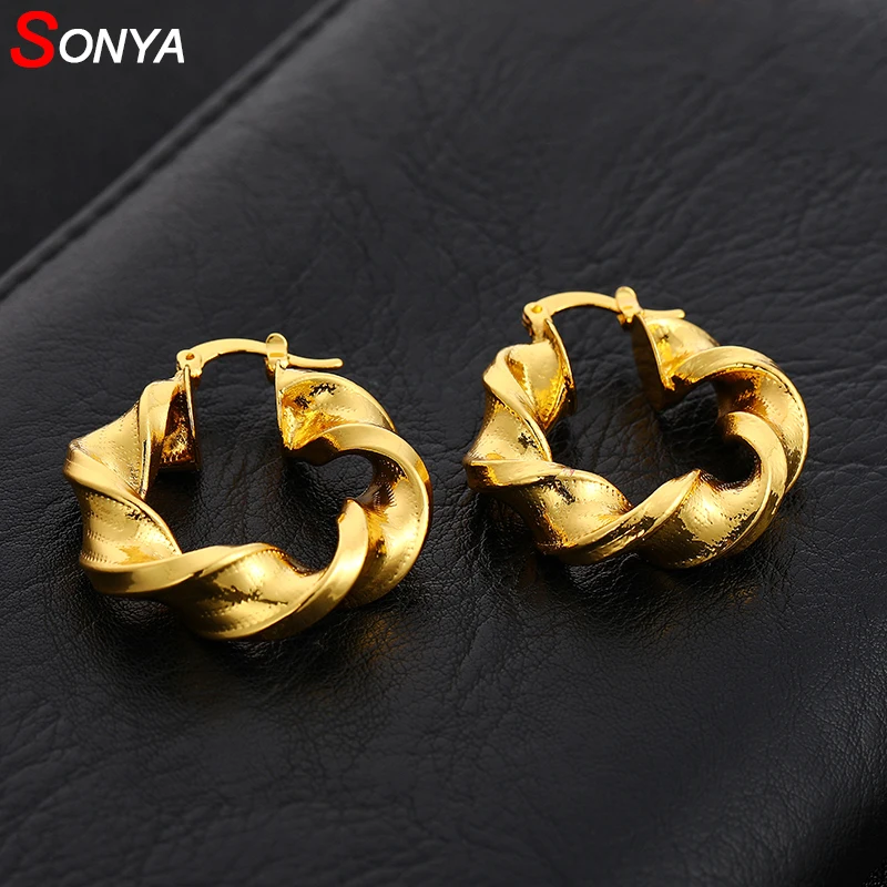 SONYA африканские круглые медные золотые серьги для женщин в стиле хип хоп