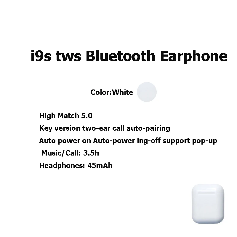 I12 TWS Bluetooth 5 0 беспроводные наушники спортивные стерео умные сенсорные i7 вкладыши