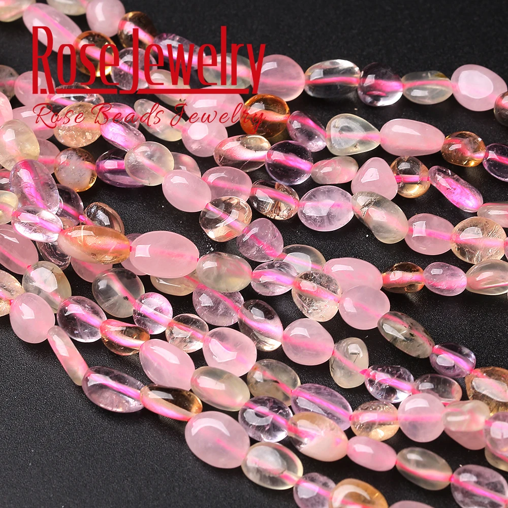 8-10mm Irregulary Pink Yellow Crystal Beads Natural Loose Stone Strand 15&quot Inches for Jewelry Making DIY Bracelet Necklace | Украшения