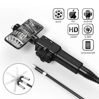 5 5mm8 5mm 5 0mp 180 degree steering industrial borescope endoscope cars inspection camera with 6 led for iphone android pc