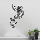 Художественная Наклейка на стену микрофон наклейка в музыкальном стиле для спальни, гостиной, декоративная наклейка, настенная наклейка, домашний декор, виниловая ov72