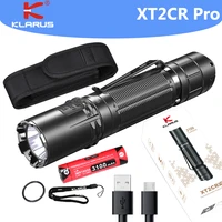 klarus xt2cr pro rechargeable compact tactical flashlight xhp35 hd 2100lm led flashlight with 18650 battery for self defense
