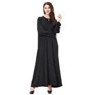 Платье женское с длинным рукавом, этническая абайя, однотонное Черное макси в мусульманском и среднем восточном стиле, Саудовская Аравия