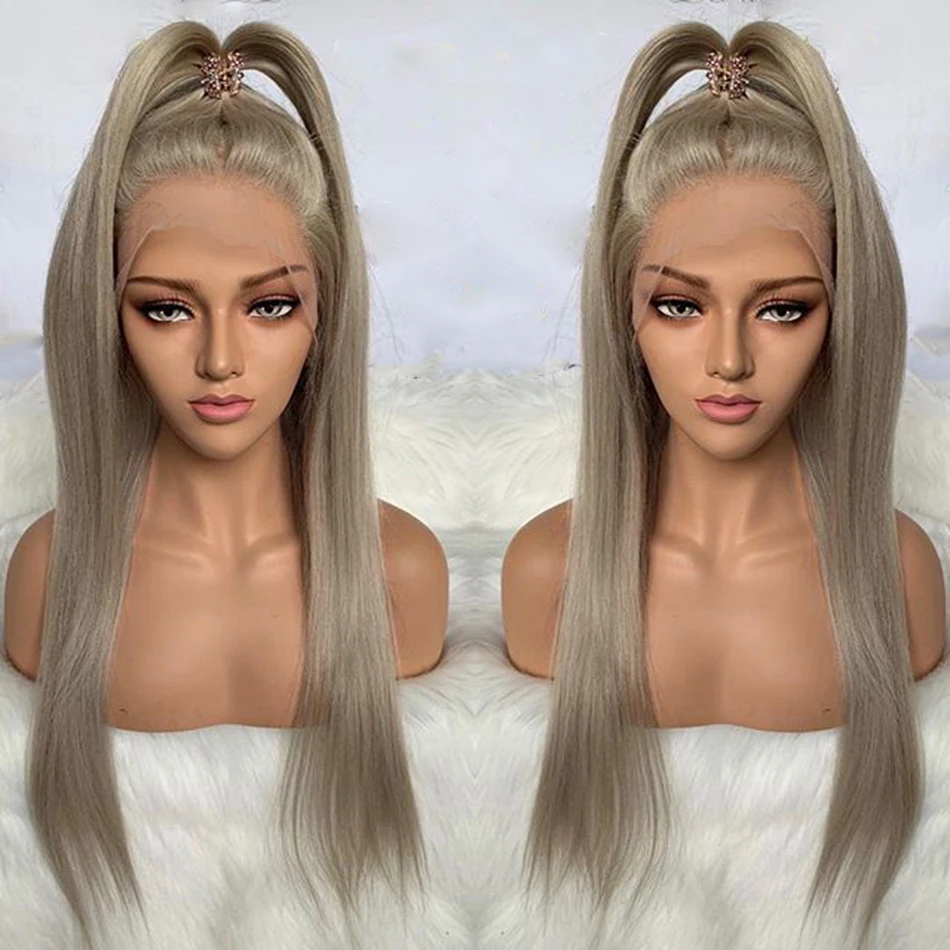 Бразильские натуральные человеческие волосы пепельно блонд парики для женщин 180%