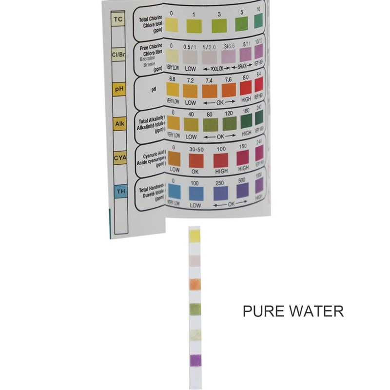 Тест полоски 6 в 1 PH тест для контроля твердости без хлора и щелочности циануровой