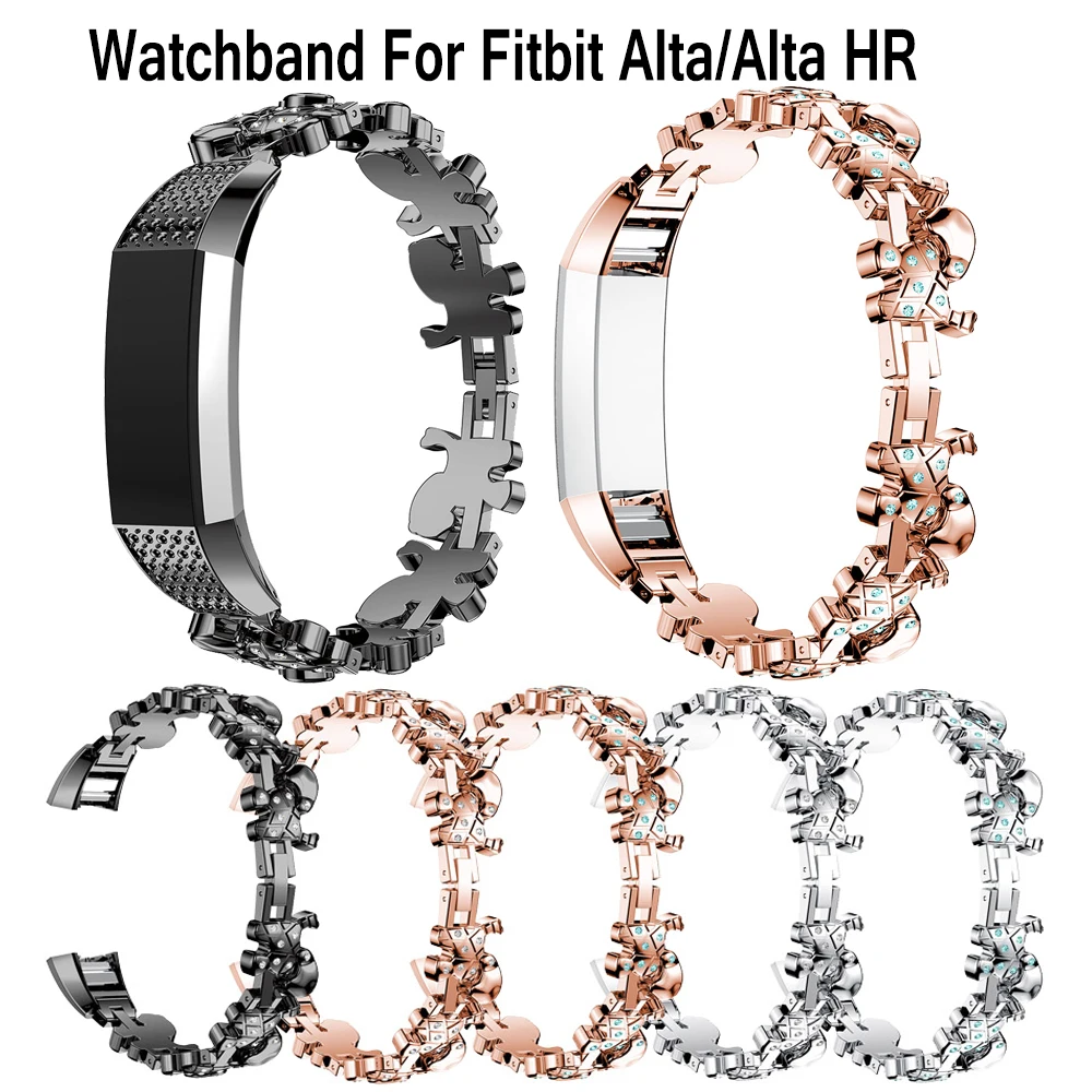 

Luxury stainless steel watchband Rhinestone strap For Fitbit Alta/Alta HR smart watch Quick Release wristband bracelet new band