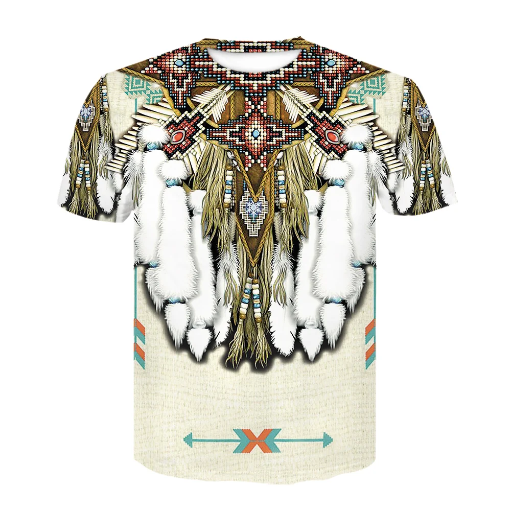 Мужская футболка в стиле барокко Native Indian с 3D принтом Harajuku большого размера
