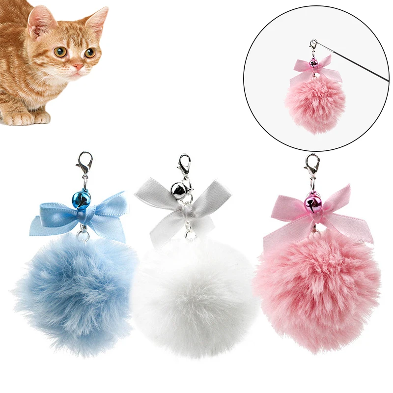 

3 Pcs/Set Plush Interactive Cat Toys Balls Funny Cat Pom Pom Balls Kitten Wand Toys Replacement Refill Soft Pet Cats Supplies