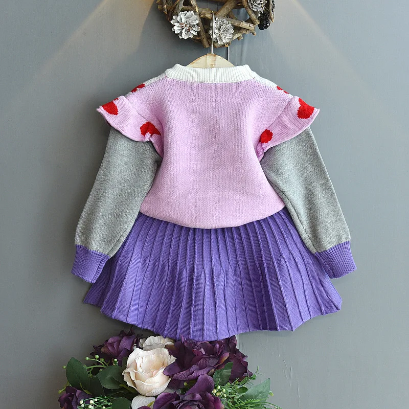 Женский трикотажный кардиган и плиссированная юбка Осень-зима