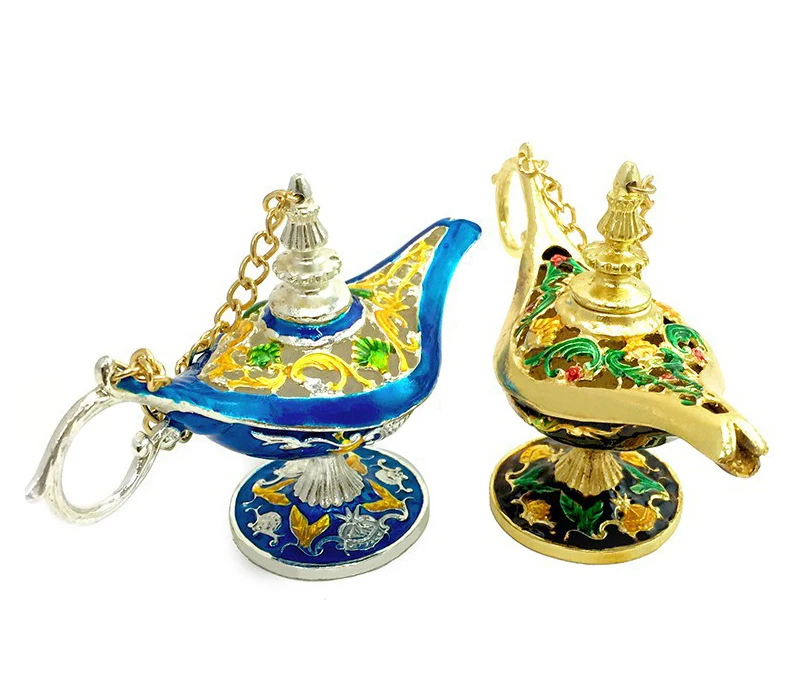 Ближний Восток Aladin лампа Статуэтка шкатулка для бижутерии арабские украшения дома аксессуары Позолоченные эмалированные металлические лампы орнамент