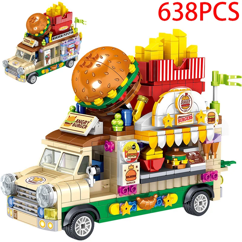 

City Mini Girls Ice Cream Sets Model Building Blocks Frien Racing Car Hot Dog Camping Car Bricks Toys For Children