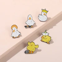 cartoon animal enamel pin custom lovely naughty skate goose duck chicken brooch bag lapel pin funny badge jewelry gift for kid