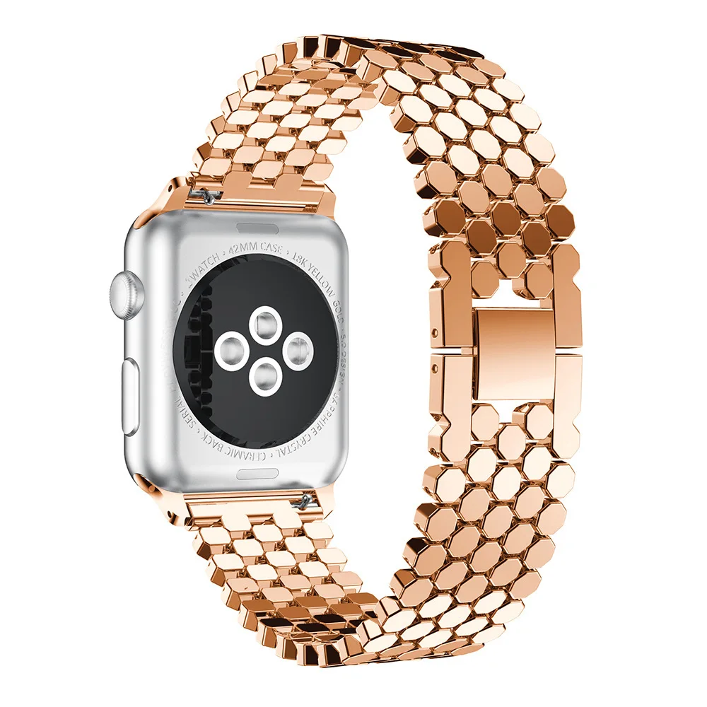 Ремешок Fish Scale для Apple Watch 4 Band браслет из нержавеющей стали в форме сот iWatch 5 44