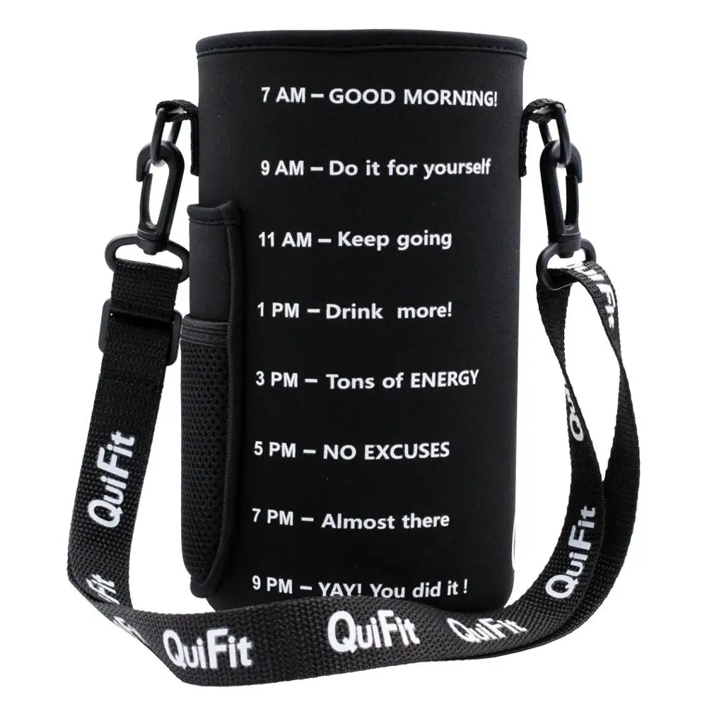 2L 64oz Black QuiFit неопреновый защитный чехол с регулируемым съемным ремешком для 3.8L 2L бутылка для воды держатель рукав для улицы занятий спортом и спортзала - Цвет: 2L 64oz Black