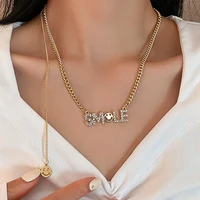 2021 trendy shiny english letter necklace for women smiley face pendant metal fashion hip hop personality jewelry party gifts
