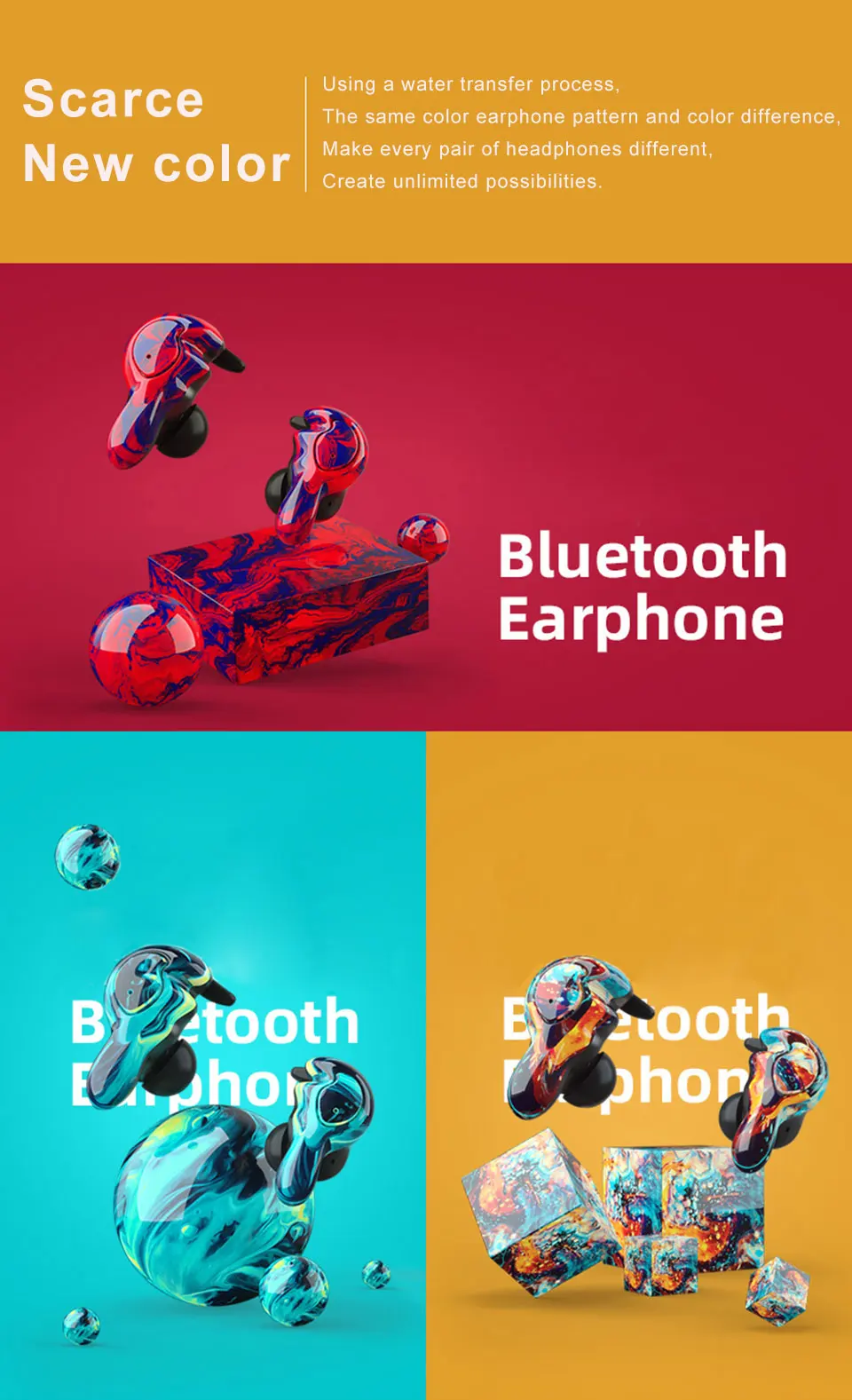 Aminy Беспроводные наушники с УФ-стерилизацией, Bluetooth 5,0, Спортивные Беспроводные наушники, Hi-Fi стерео беспроводные Bluetooth наушники