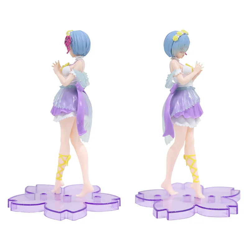 Anime Re:Life In A Different World From Zero Rem Ram Angel Ver. Figure Purple Crystal Dress 18cm Collection Toys Model Xmas Gift | Игрушки и
