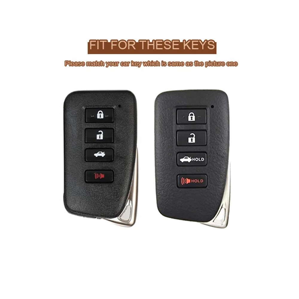 Чехол для автомобильного ключа из натуральной кожи с 4 кнопками и цепочкой Lexus NX 200