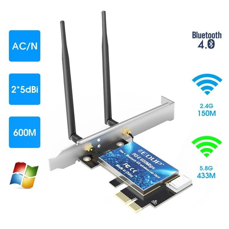 EDUP PCI-E 600 /  Bluetooth 4, 0  2, 4 /Wi-Fi 5  Dual Band