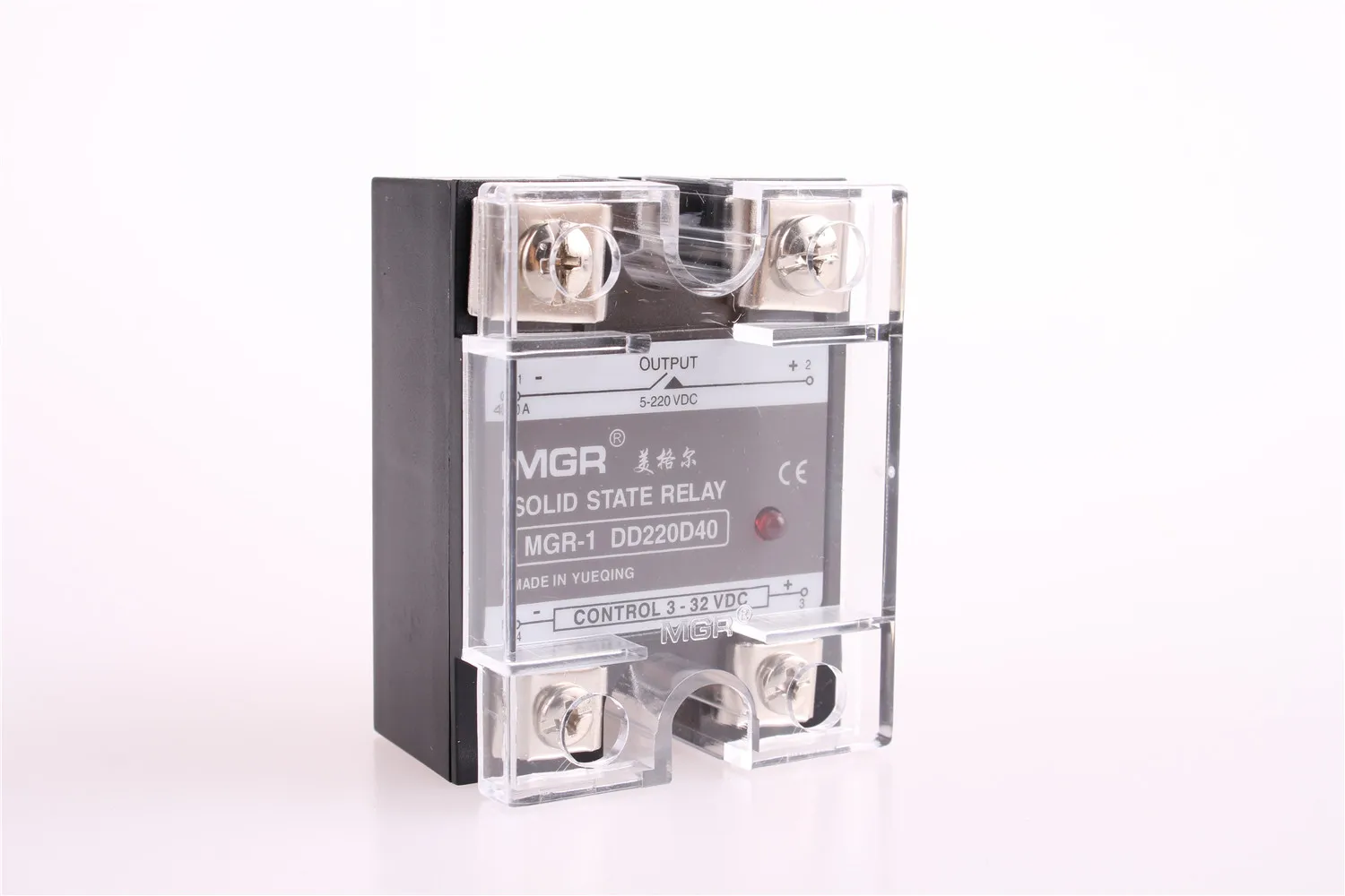 MGR-1 DD220D40 DC-DC MGR-1 DD220D10 MGR-1 DD220D25 MGR-1 DD220D40 Однофазное твердотельное реле SSR 10A 3-32 В DC 5-220 В DC с пластиковой крышкой - Габаритные размеры: MGR-1 DD220D40