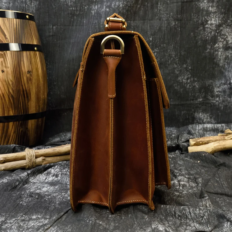 Портфель мужской из кожи Крейзи Хорс в стиле ретро вместительная сумка для