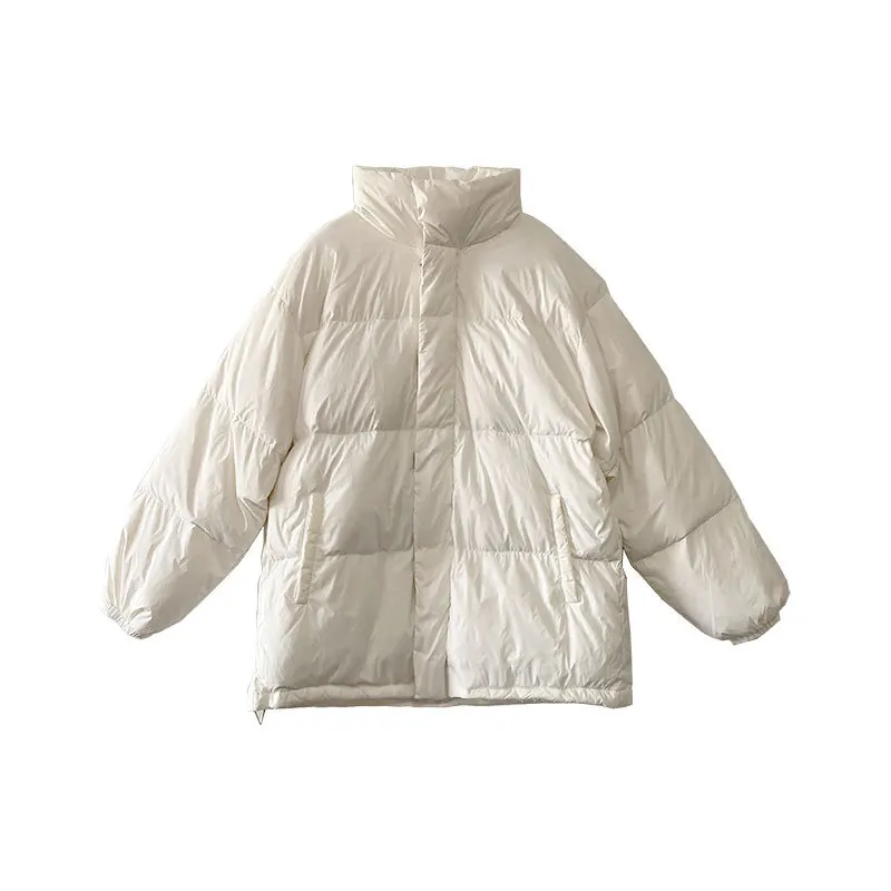 

Новинка 2021, зимняя пуховая куртка, женское коротсветильник легкое и тонкое однотонное пальто из искусственной кожи с маленьким воротником-стойкой