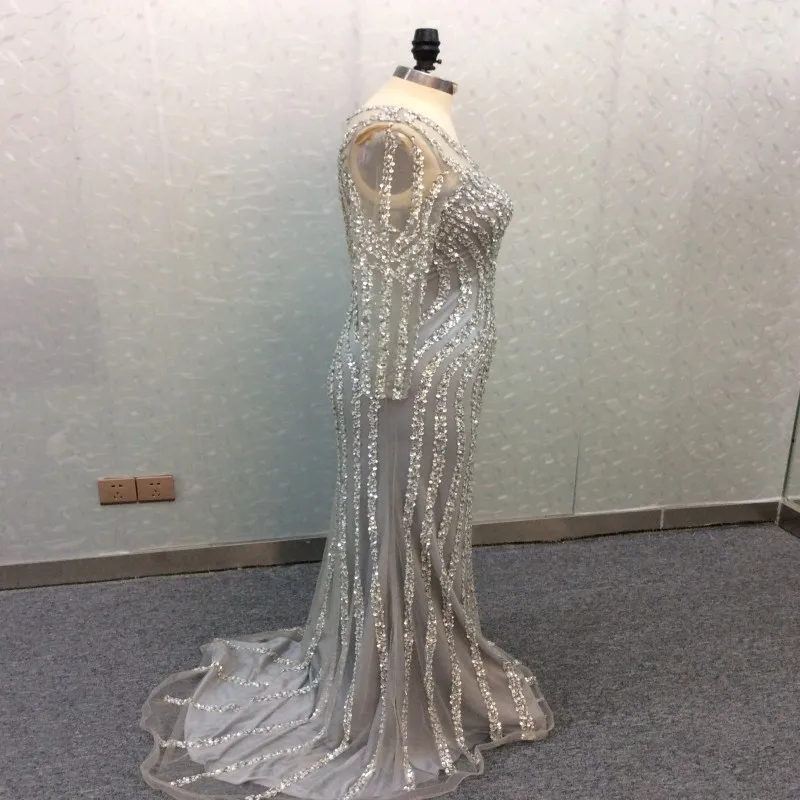 Серебряное новое длинное платье, vestido longo abiye gece elbisesi, официальное платье, украшенное бисером, abendkleider, новое платье