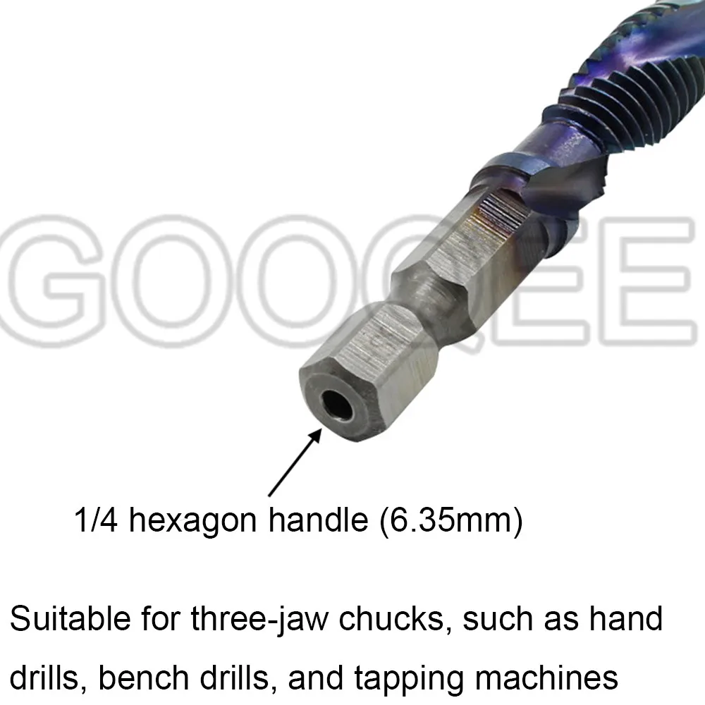 1PCS 1/4mm Shank M3-M10 HSS Thread Tap Set Metric Drill Blue Coated Machine Screw M3X0.5 M4X0.7 M6X1.0 M10X1.5 |
