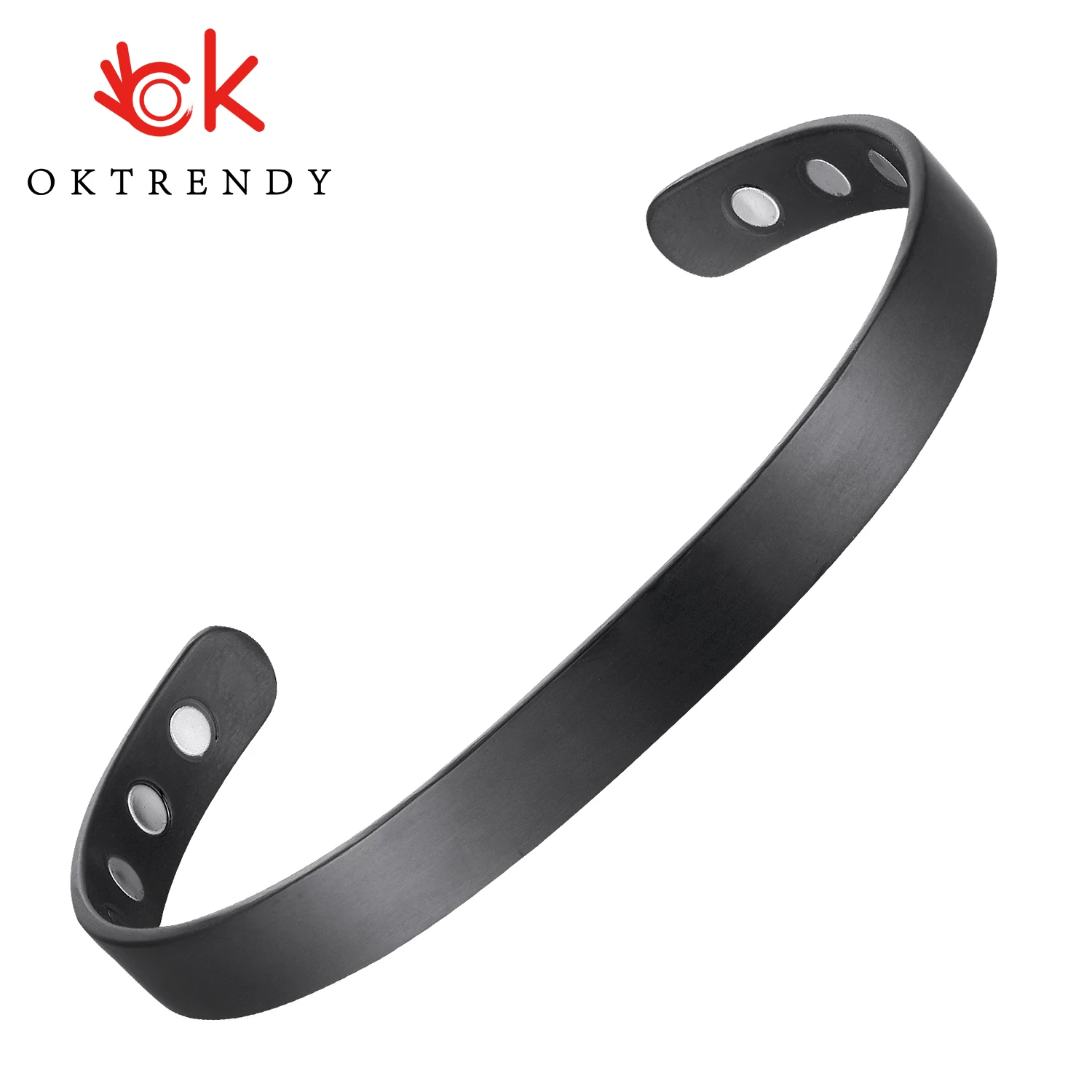 OKtrendy Magnetic Bracelet Black Plated Men Health Energy Magnet Bracelets 8mm Adjustable Cuff Titanium Bangles for Women