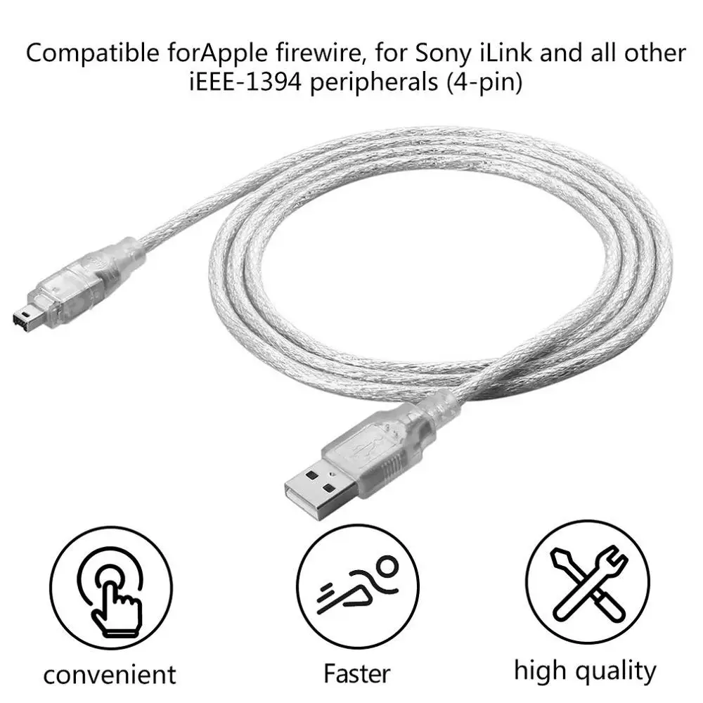 Кабель адаптера 1 2 м USB 0 папа-папа для Firewire iEEE 1394 4 Pin папа гибкий светильник |