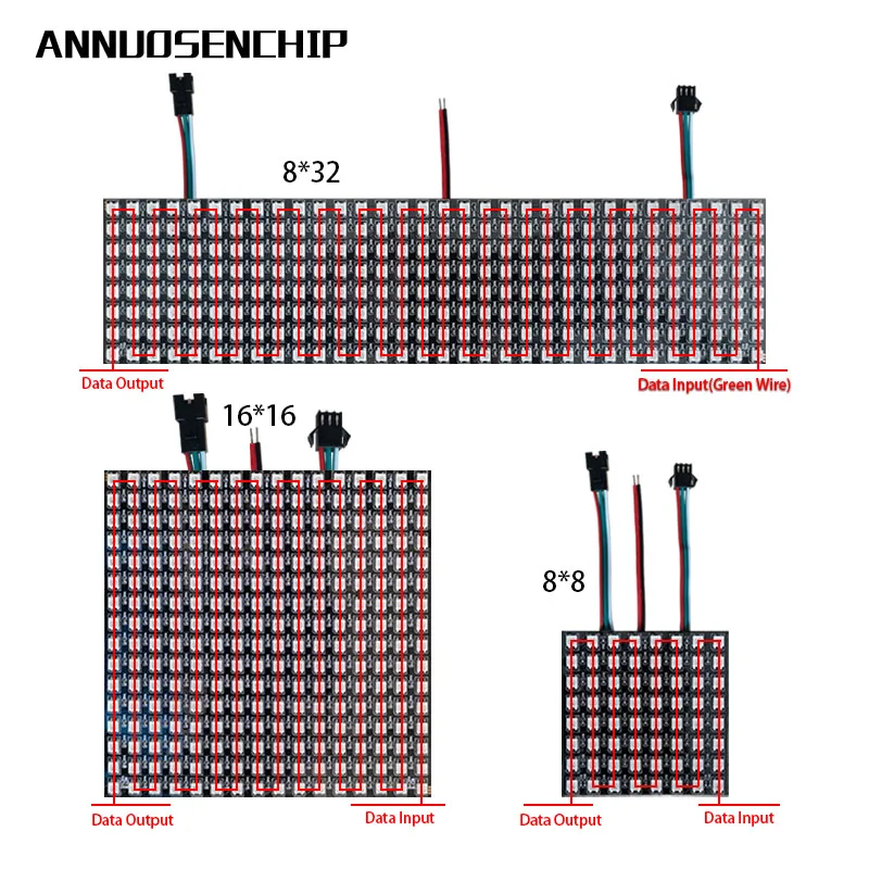 DC5V 8*8 16*16 8*32 Пиксели WS2812 Гибкий цифровой светодиодный запрограммирован Панель