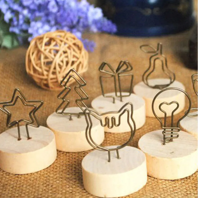 

Creative Cute Photo frame Round Wooden Convenient Picture Holder Clip Memo Name Card Pendant Holder Photo Clips For Family Gift