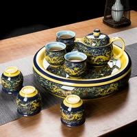 china ceramic jingdezhen tea set suit domestic high grade double kung fu tea ceramic teapot teacup tea tray tea set tea travel