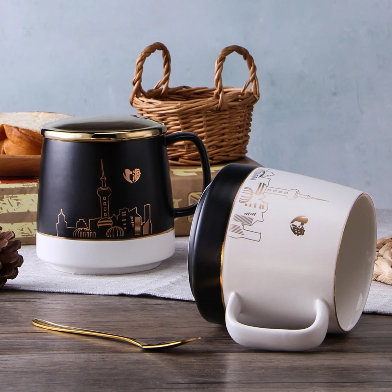 Персонализированные большие керамические кофейные кружки пара скандинавские